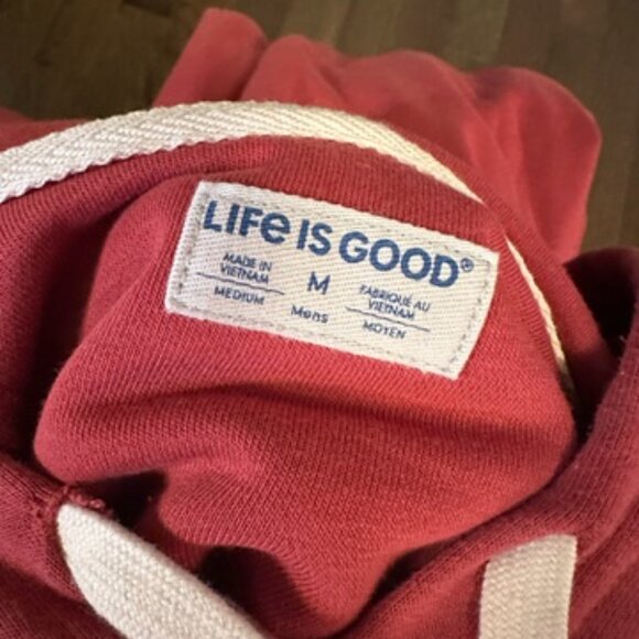 Men's Life Is Good Sweatshirt - Red - Picture 4 of 4